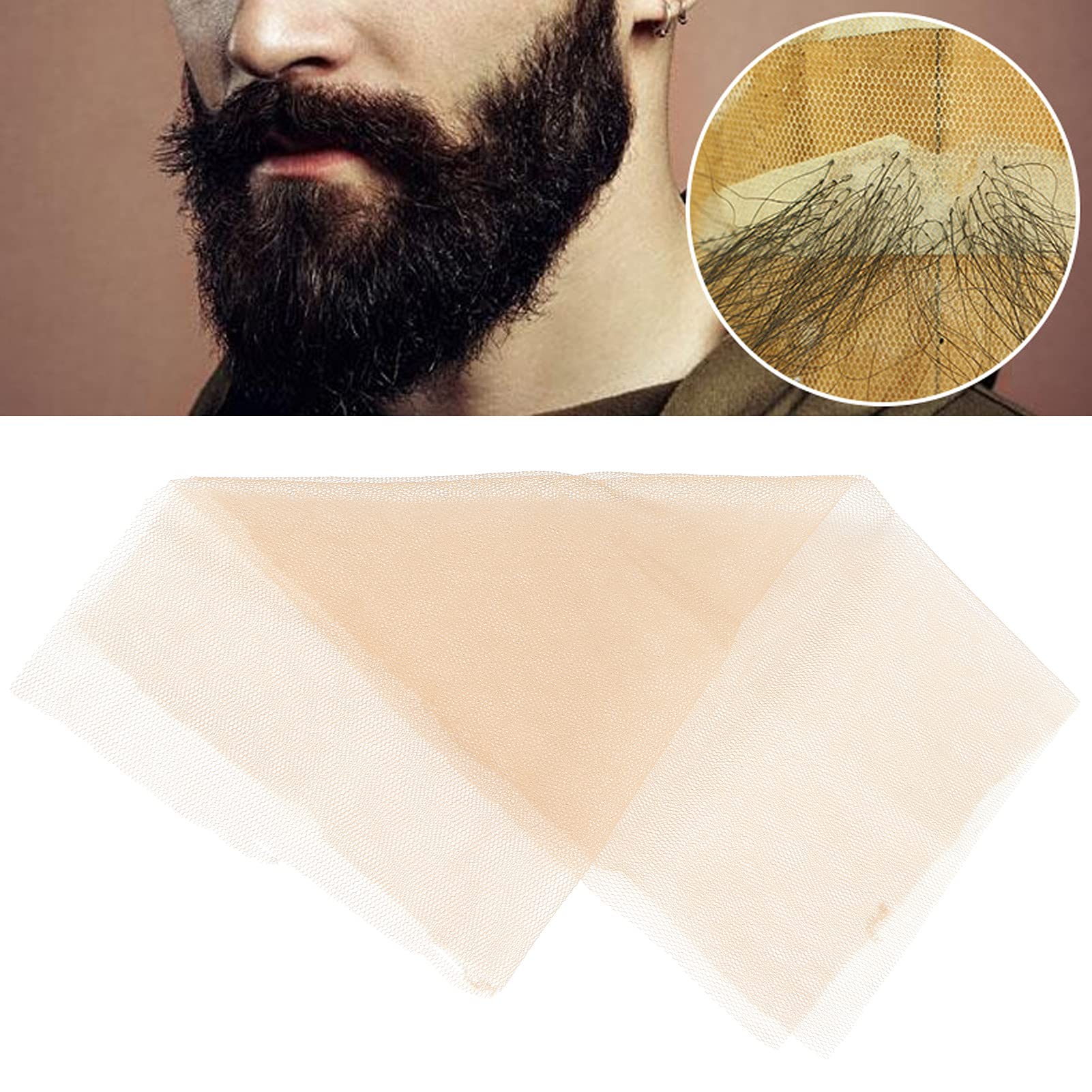 30x30cm Rete in Pizzo per Trucco con Pellicola, Parrucca in Pizzo con Chiusura in Pizzo per Barba Finta, Accessorio per Forniture
