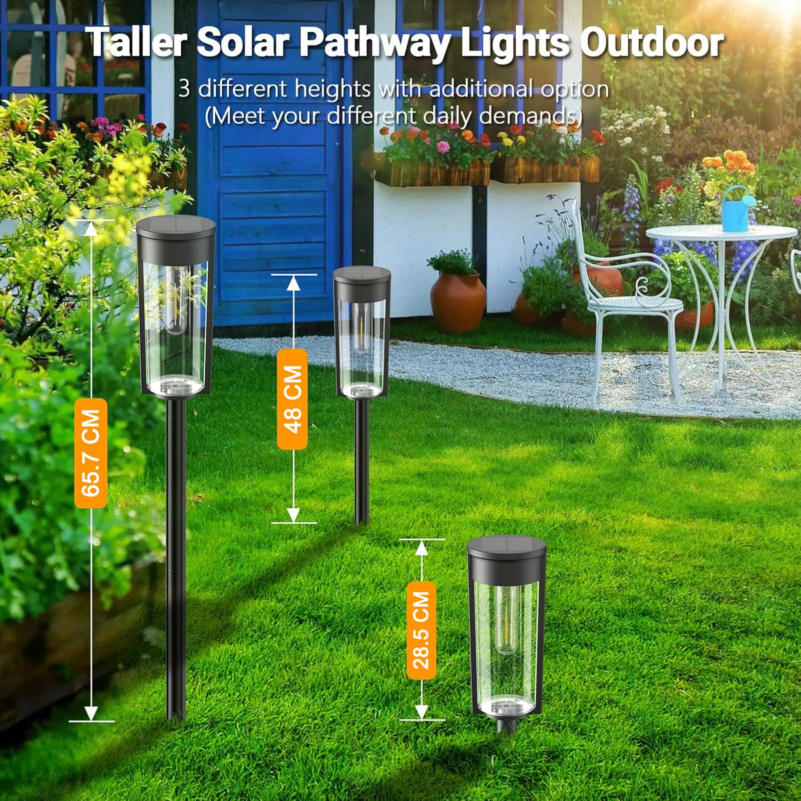 RECHOO Lampade Solari per Esterni da Giardino, 4 Pezzi di Lampade Solari Vintage per Esterni con Luminosa Luce Bianca Calda, Batteria da 1000mAh, IP65 Impermeabile, Lampade Solari per Esterni per
