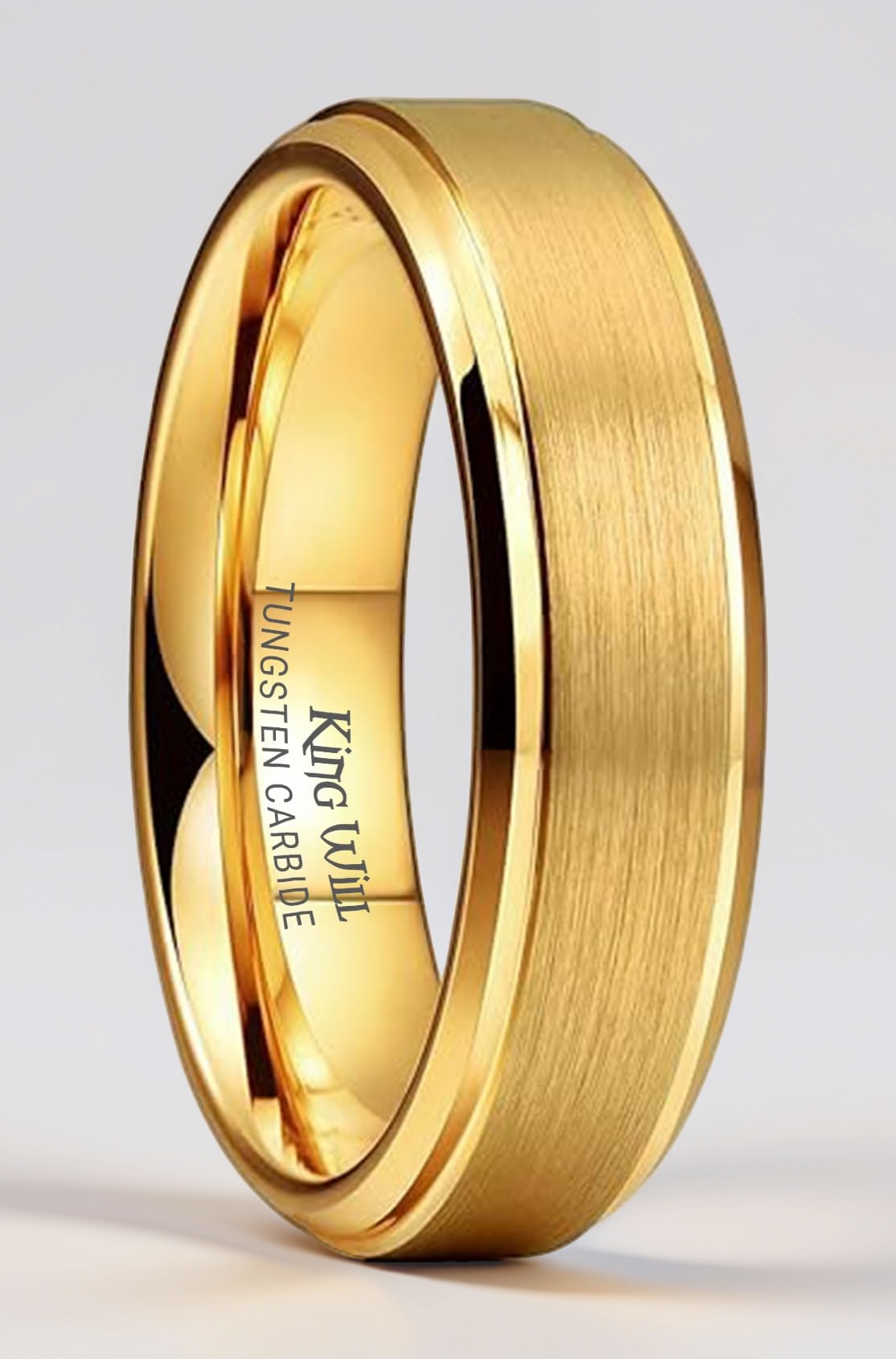 King Will Nature Tungsten Carbide Wedding Band 7mm Silver/Black Tungsten Ring with Wood Inlay Comfort Fit