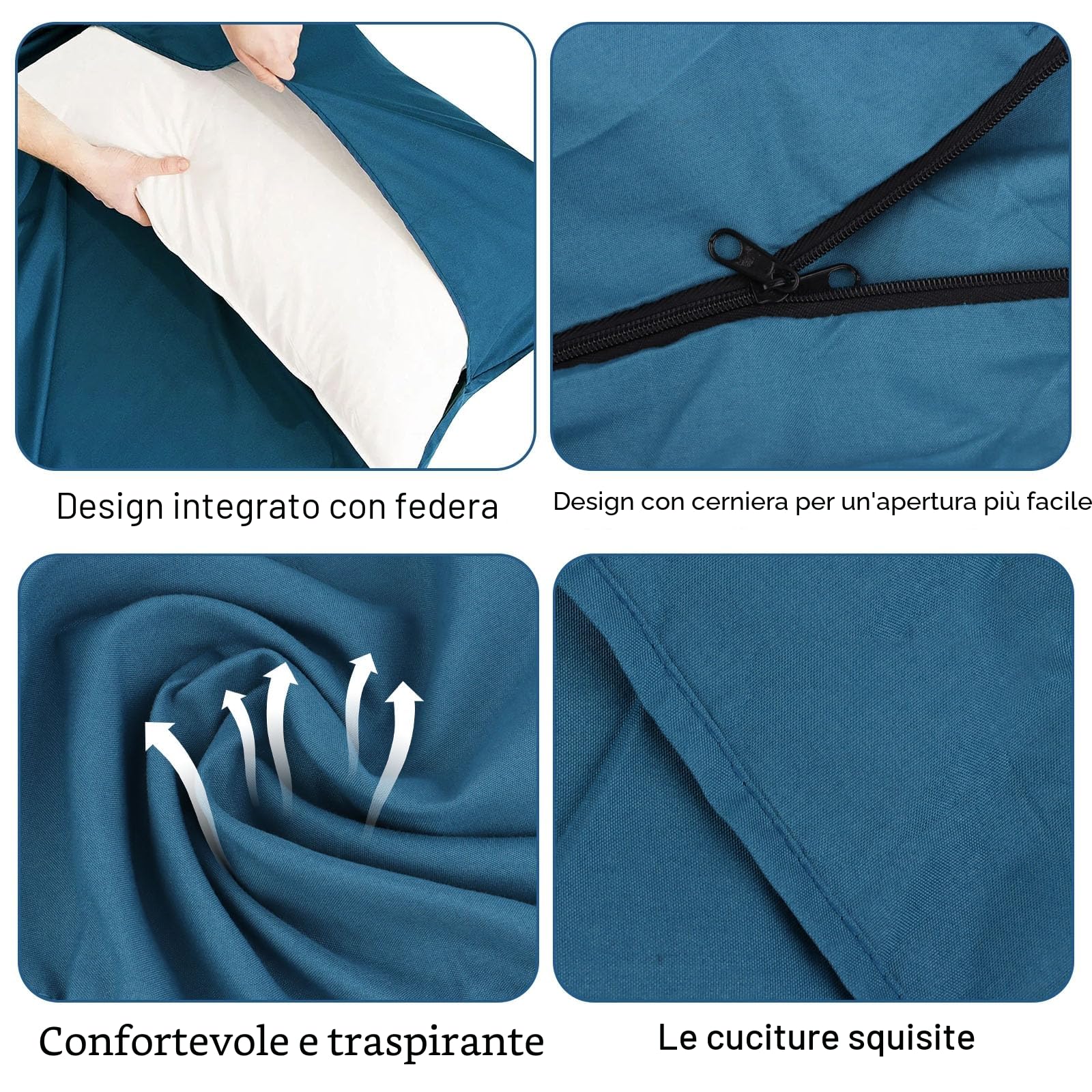 Sacco Lenzuolo da Viaggio,Sacco a Pelo Estivo, Ultraleggero, Dimensioni Ridotte, 220 x 90 cm, Colore: Blu