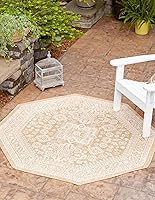 Vista 46 de Unique Loom Outdoor Aztec Collection Alfombra de área - Chalca (10 pies, redonda, azul/marfil)