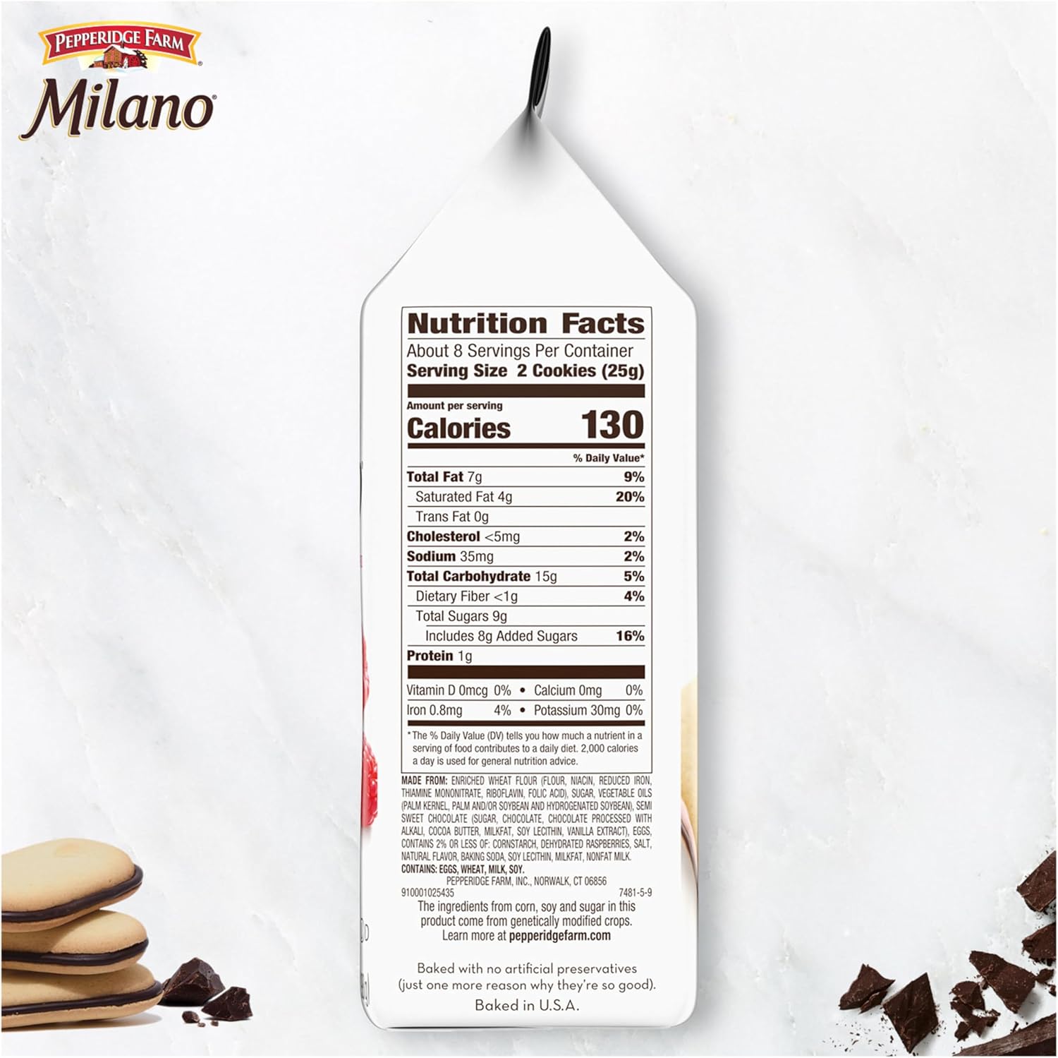 Pepperid Farm Milano Cookies, Raspberry Chocolate,. Bag