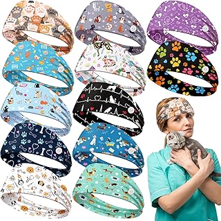 12 Pcs Veterinary Headbands for Women Non Slip Pet Nurse Vet Tech Headbands with