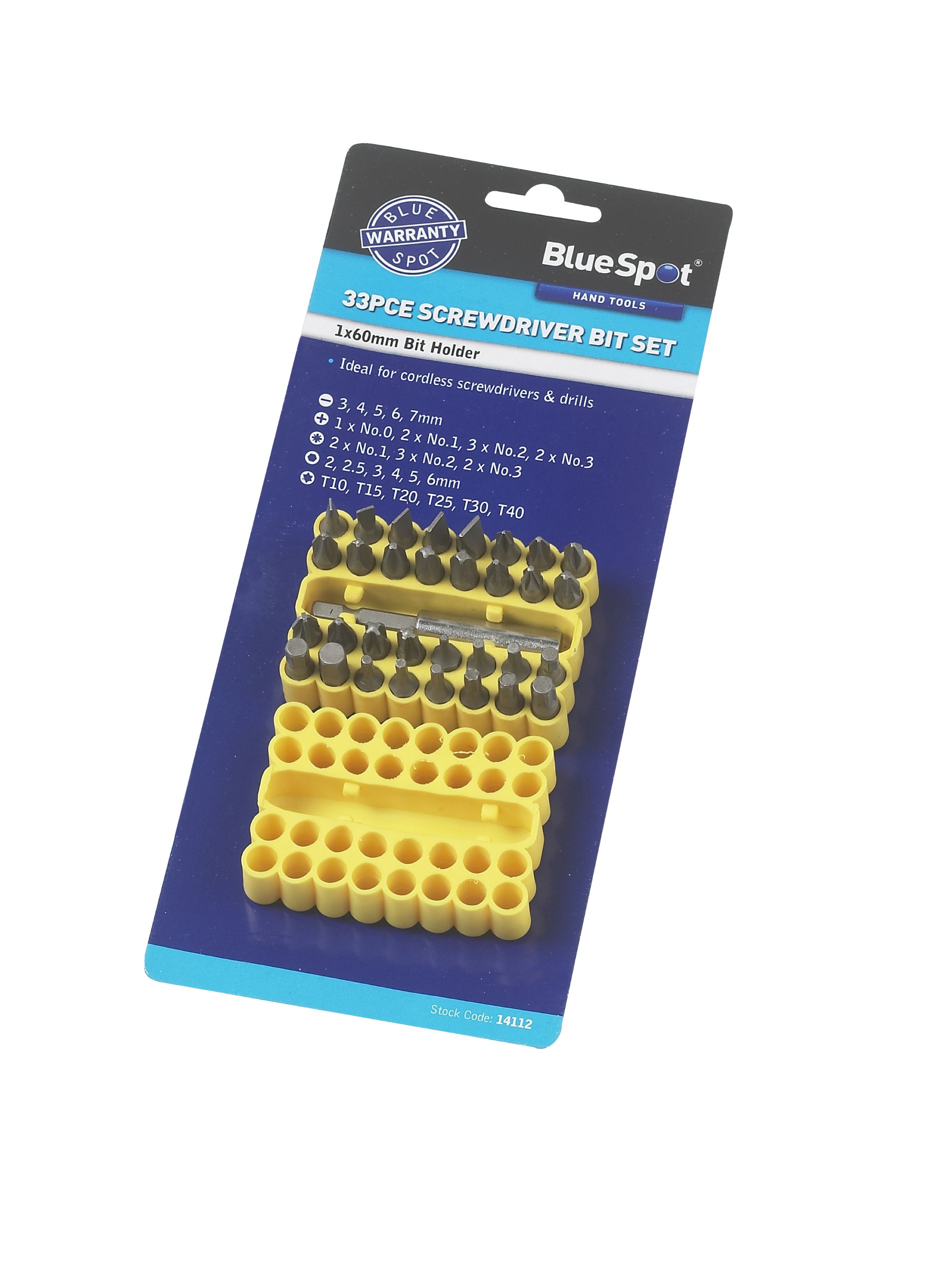 Spot 33 Piece Screwdriver Bit Set - Pozi Hex Torx Phillips Spot 33Pc Bits Drill - Screwdriver Set Pozi Hex Bit Torx Phillips Spot 33Pc Bits Blue