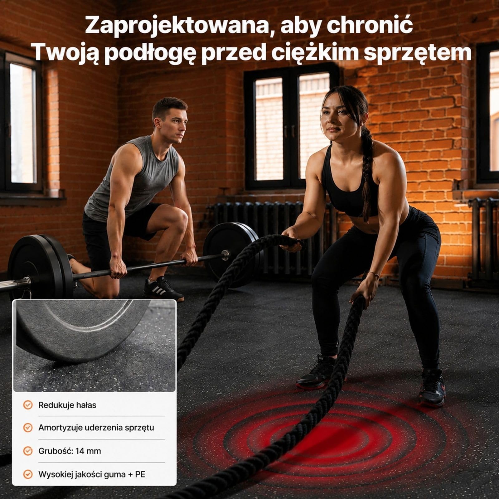 Zestaw 6 mat puzzle z pianki EVA, czarne z szarymi kropkami, łączone, do fitnessu, siłowni, domu, biura