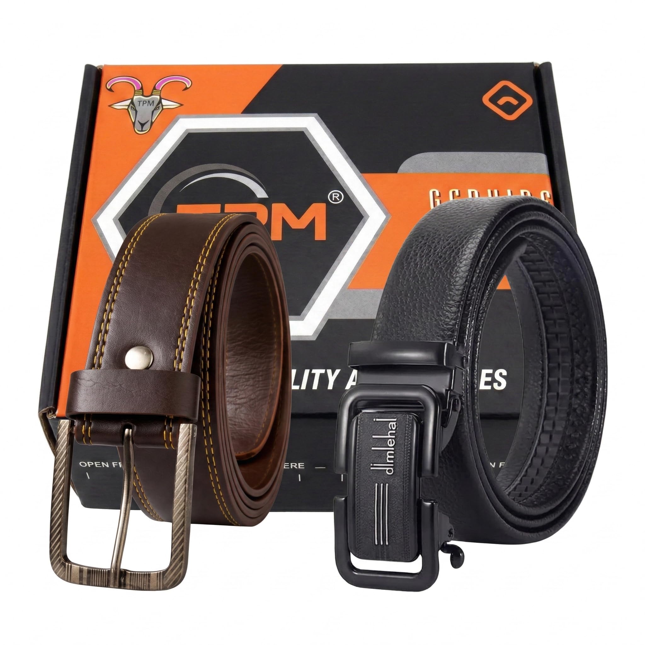 tpm Stylish Combo Belt for Men – Leather & Nylon Belt Set with Premium Buckles | Adjustable Durable Belts for Formal, Casual Wear (Pack of 2)-picture-37