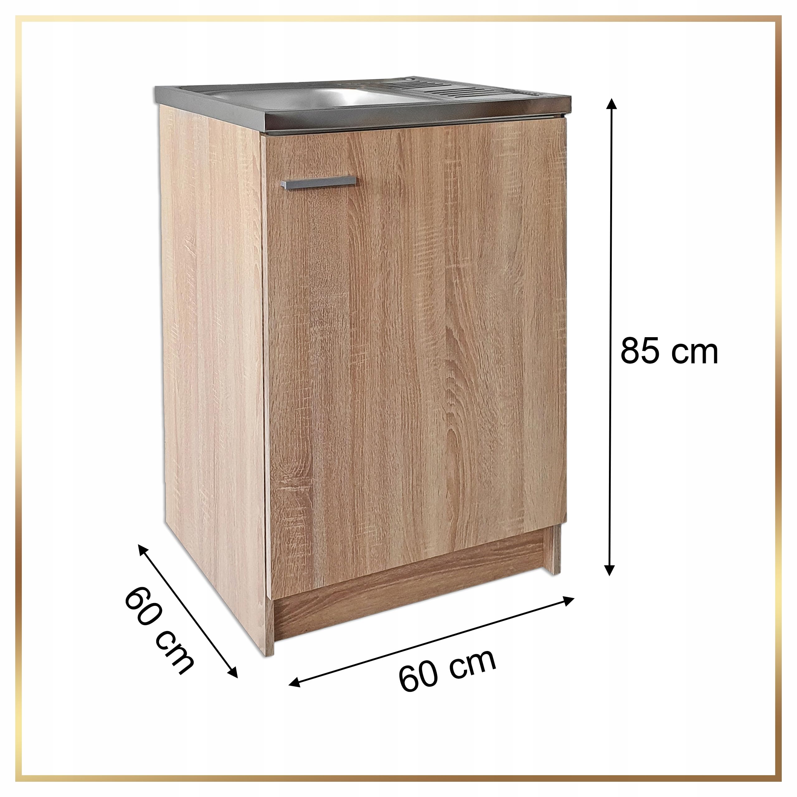 Sonoma Armoire d'évier de cuisine 60 cm avec robinet et siphon lave-vaisselle prêt à monter