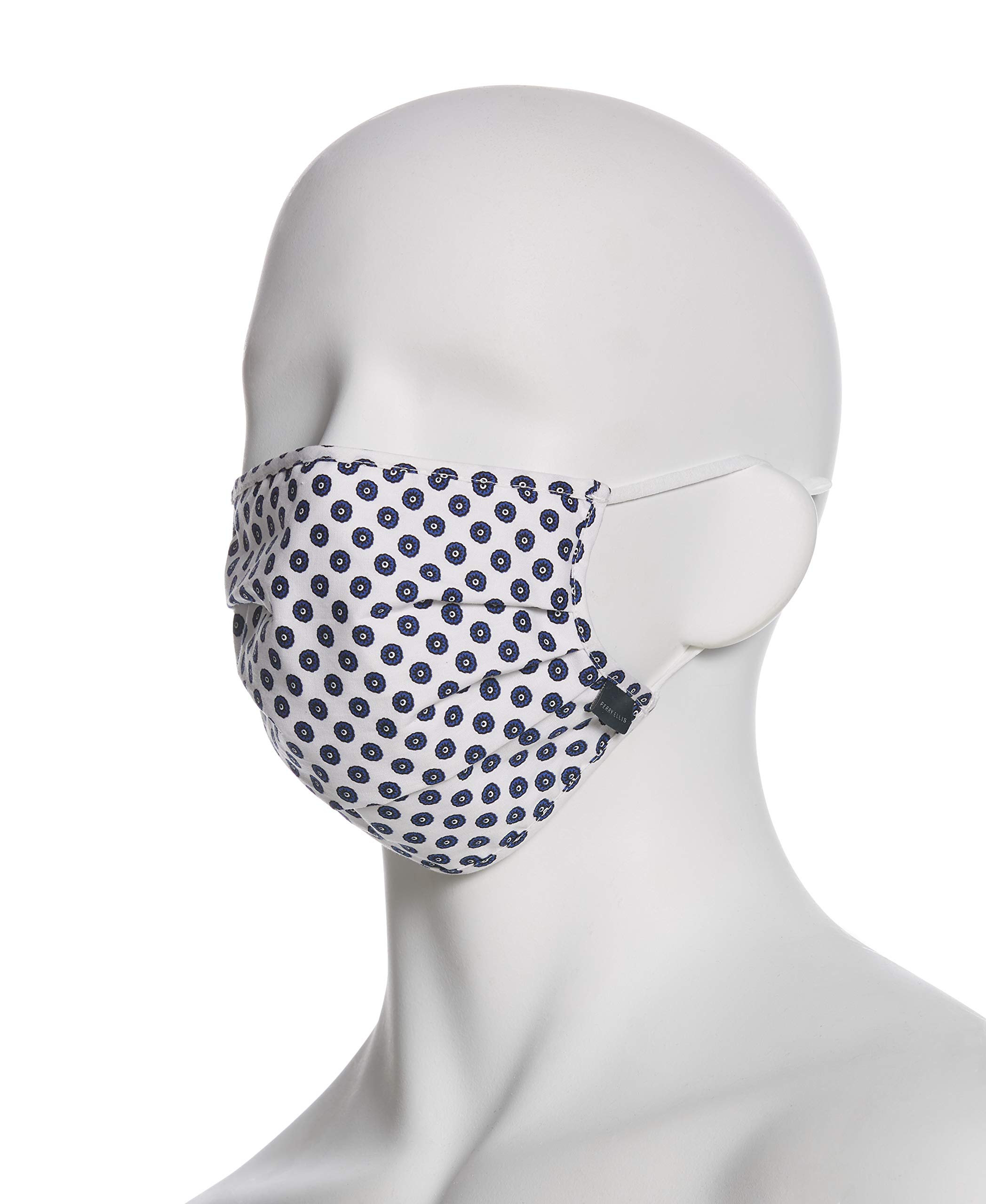 Perry Ellis Standard Reusable Pleated Woven Fabric Face Masks (Pack of 3, Assorted Prints and Colors)