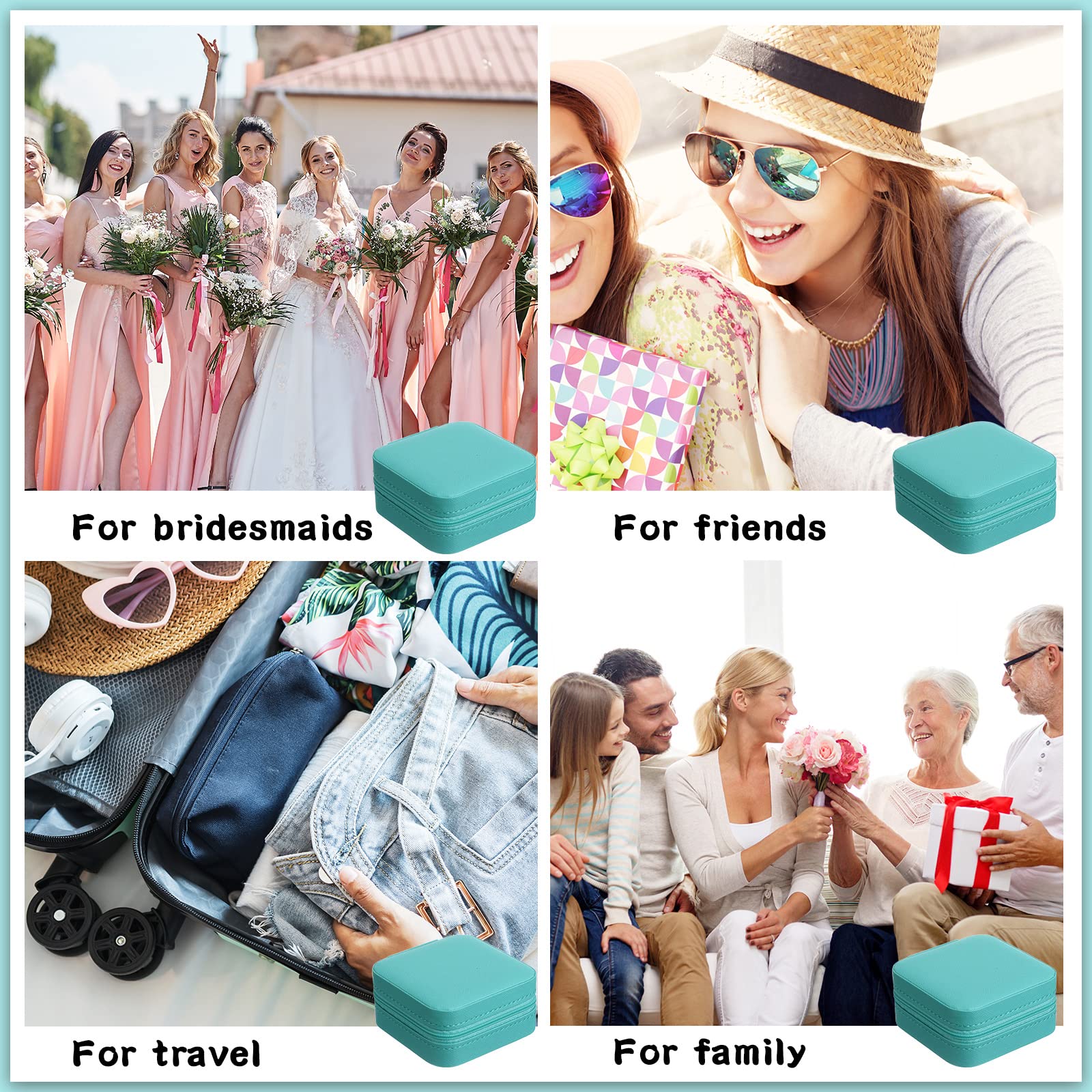 12 joyeros pequeños, mini estuche de viaje, regalo para dama de honor, joyería de piel sintética, organizador de viaje, caja de joyería pequeña, caja de almacenamiento para mujeres y niñas, regalo de