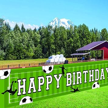 Large Soccer Party Party Banner Decoration - Soccer Sport Birthday Party Supplies Photo Booth Prop Wall Decorations for Indoor/Outdoor8.2 1.5ft