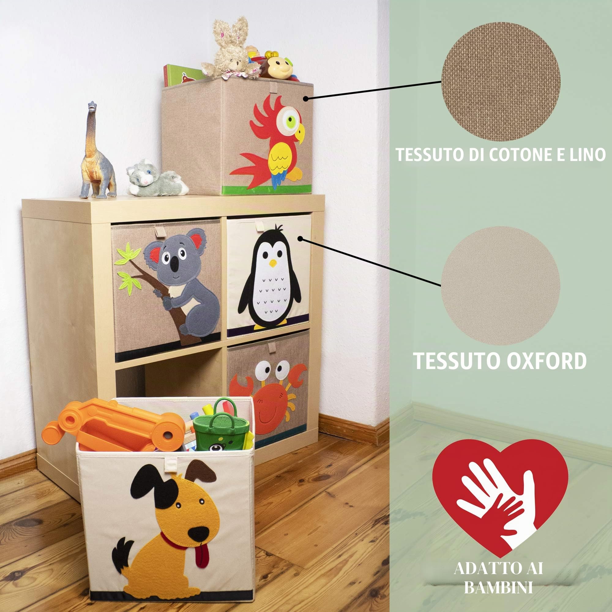 Scatola portaoggetti per bambini con motivo tigre, scatola giocattolo con motivo animale, adatta per scaffali cubi, scatola per la cameretta dei bambini, cestino portaoggetti per bambini