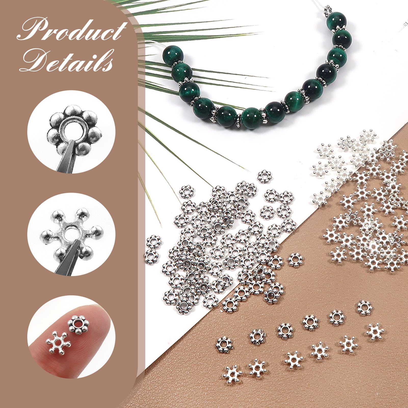 WANM Distanziatori Perline Perle Perle Di Fiocco Di Neve 4,5 - Foto 4