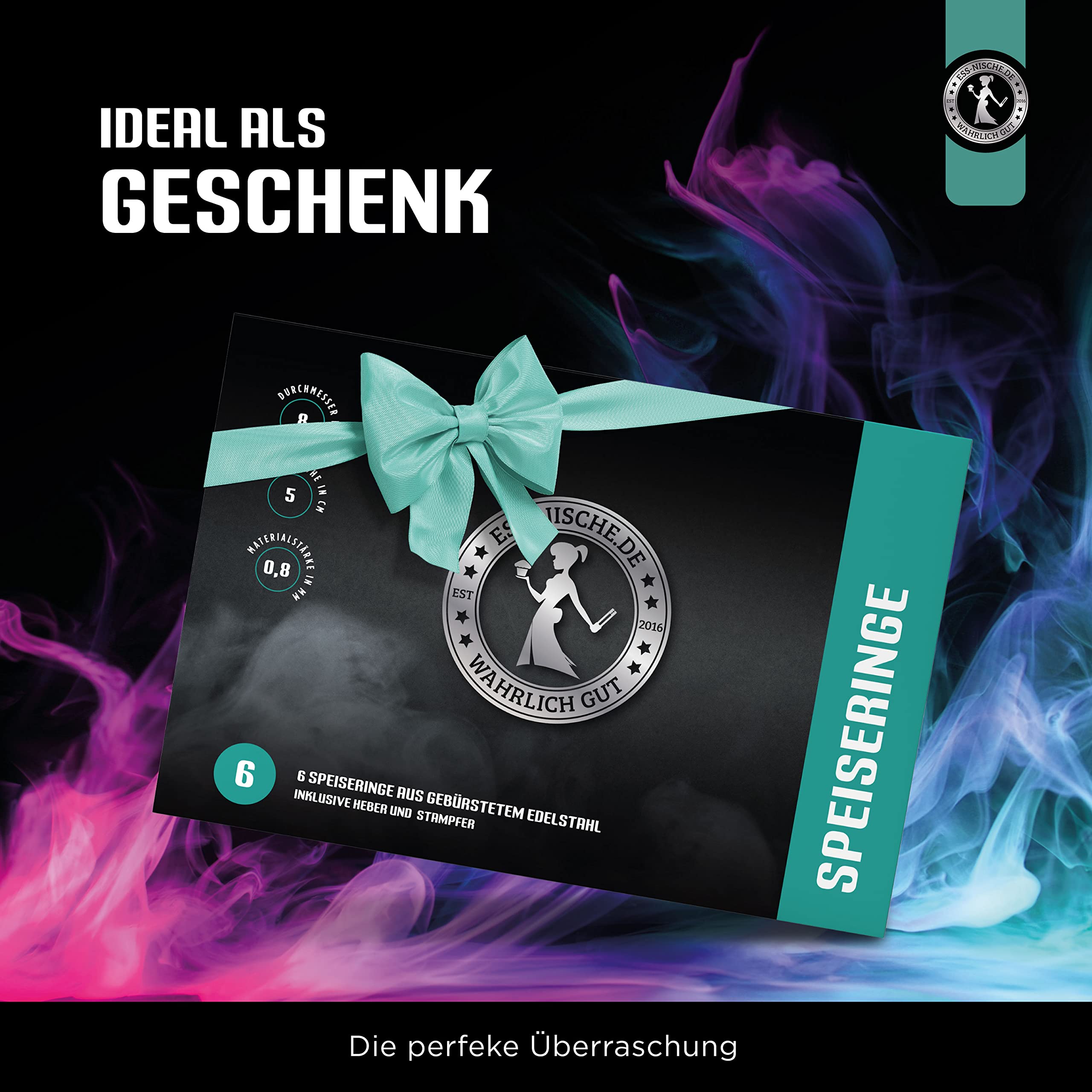 Ess-Nische® Pierścienie deserowe 8 cm do hamburgerów – idealne akcesoria do grillowania jako prasa do burgerów podczas grillowania lub jako forma do tortów do mini ciasta okrągłego – mogą być również