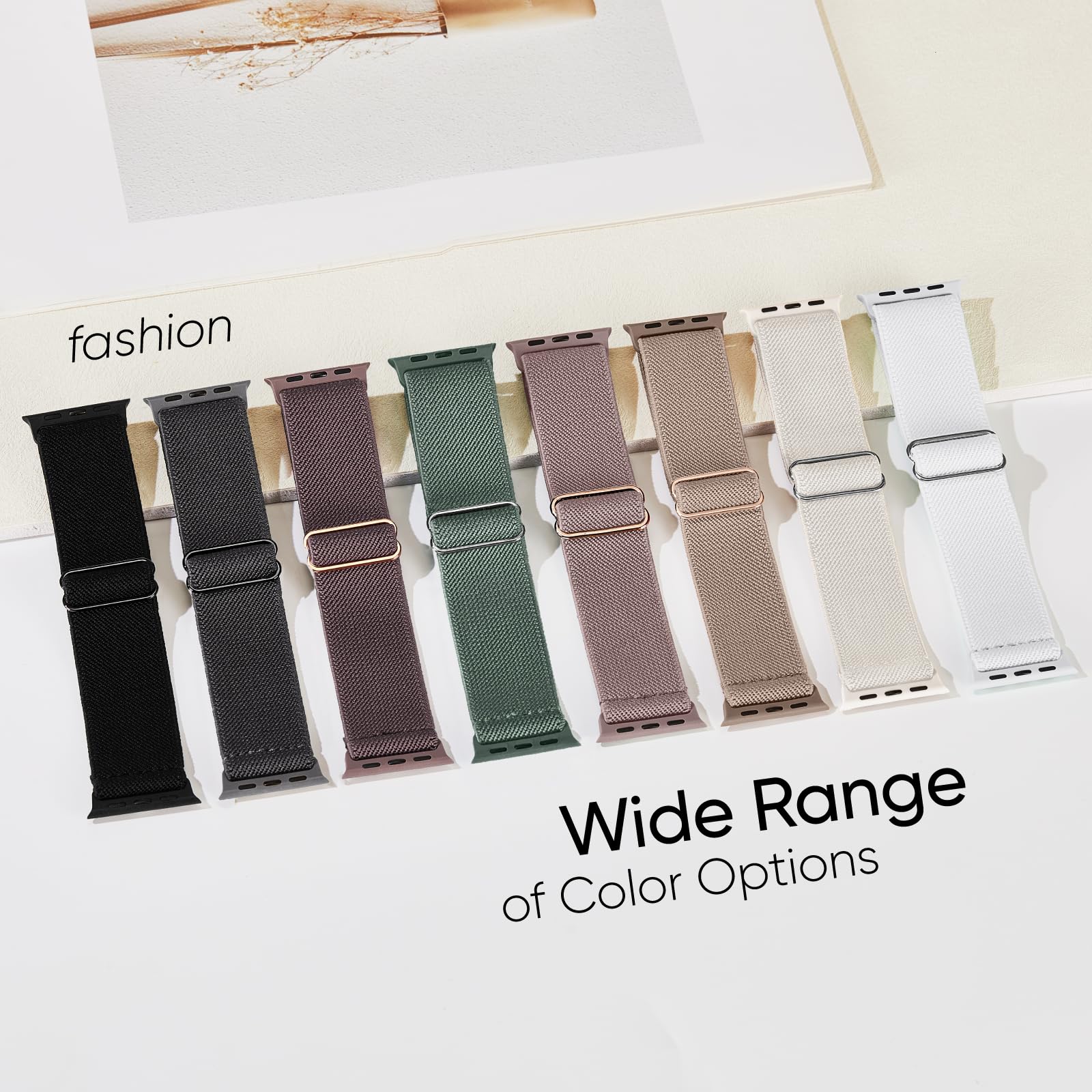 10 Pack Stretchy Bands Compatible with Apple Watch Band 40mm 38mm 41mm 42mm 44mm 45mm 46mm 49mm Women Men, Water-Resistant Solo Loop Elastic Sport Straps for iWatch Series 11 10 9 8 7 6 5 4 3 SE Ultra: Black/Starlight/Light Pink/Milk Tea/Cactus/Pink/Succulent/Smoke Violet/White/Gray 38MM/40MM/41MM/42MM(Series 11 10)