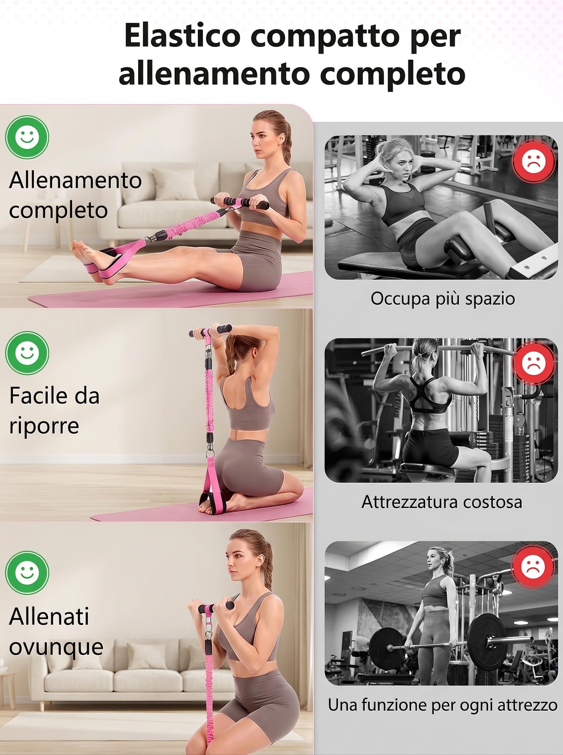 Elastici di Resistenza con Pedali, Fascia Fitness per Esercizi di Braccia e Gambe, Accessorio per Casa