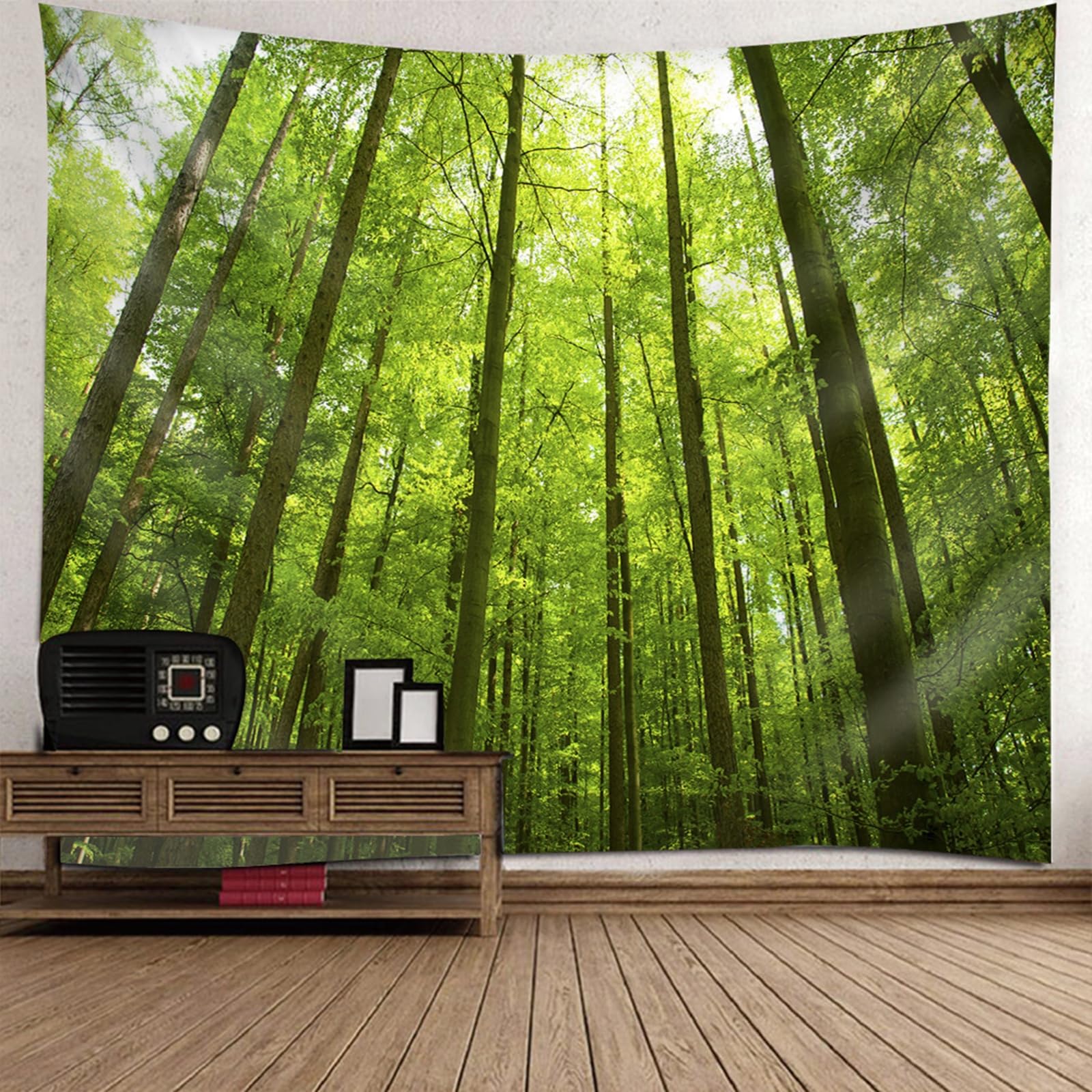 Gualiy Dywan ścienny 260 x 240 cm, gobelin z dużym drzewem, ozdoba ścienna do sypialni, mieszkania, kolor zielony
