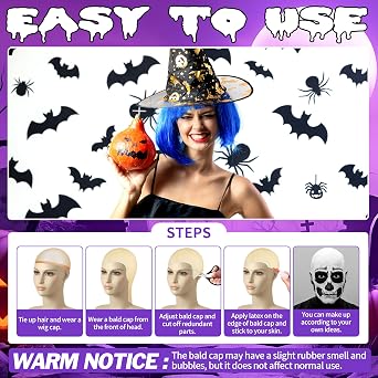 Bald Caps, Halloween Latex Bald Cap for Costume Accessories