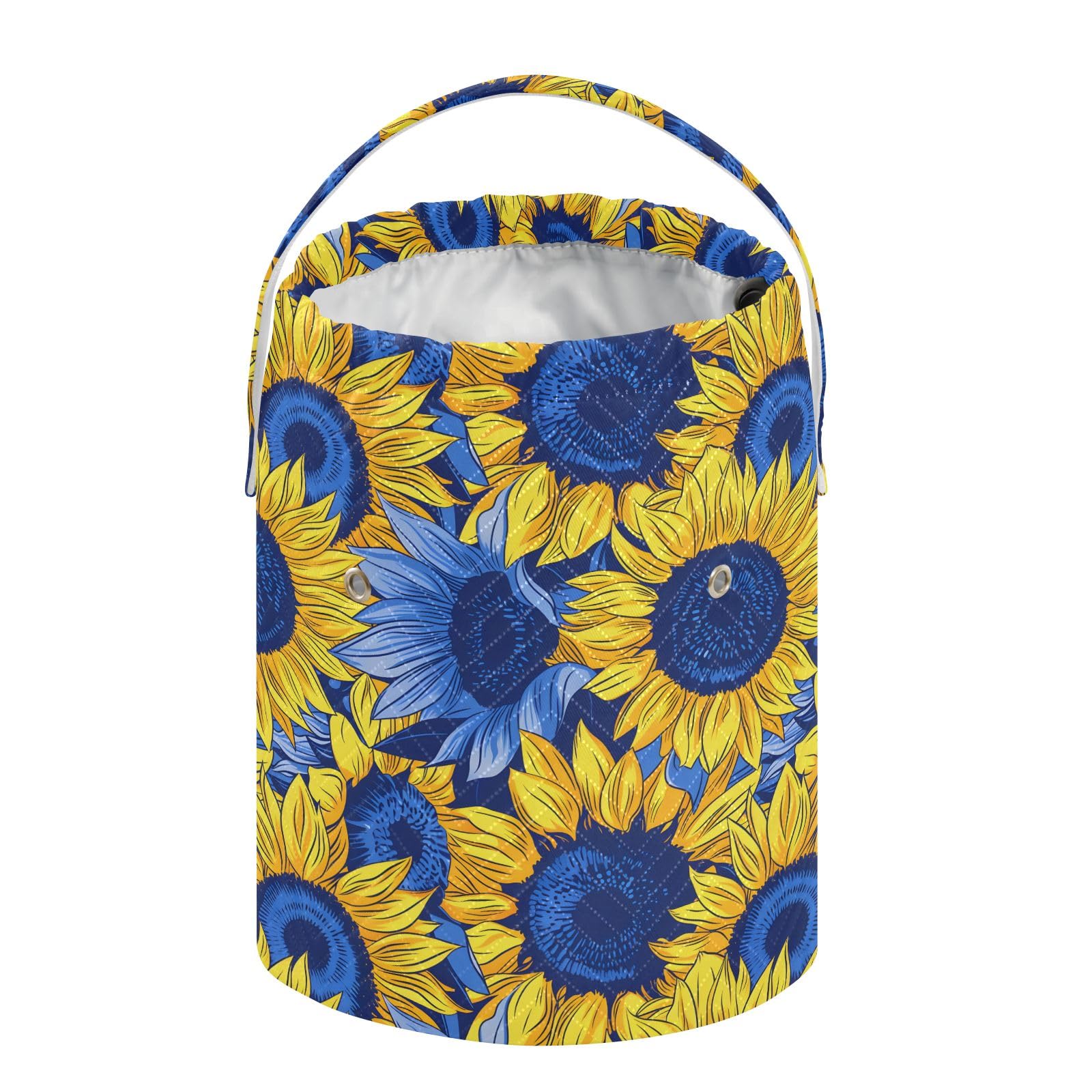 Yarn Storage Bag Small Crochet Bag Knitting Bag Organizer Sunflowers Blue Yarn Bags for Crocheting Basket