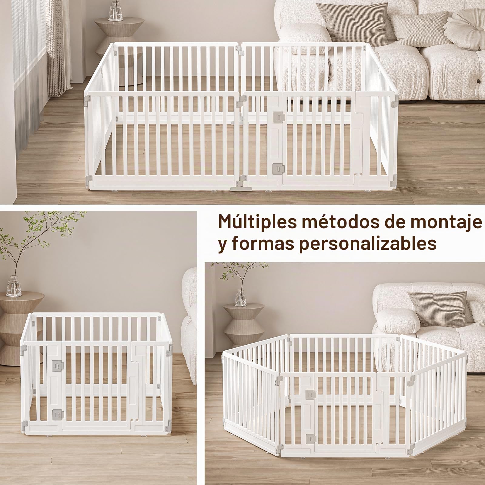Gupamiga Parque para Perros Cachorros con Puerta, Valla Plegable y Portátil para Mascotas o Animales para Interiores y Exteriores Blanco 89 x 89 cm
