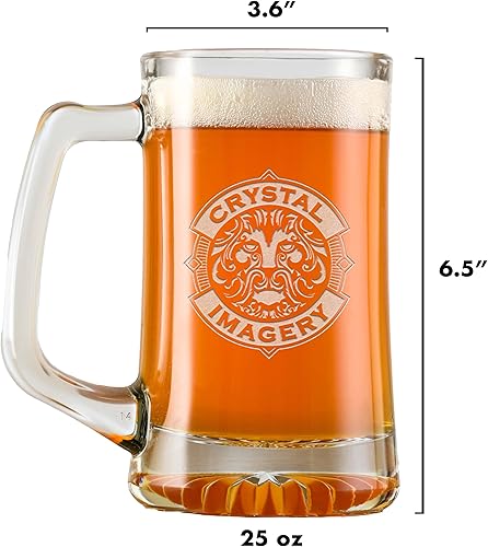 Miniatura 2 de Taza de cerveza con escudo de familia grabada con nombre personalizado