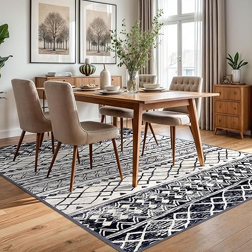 Miniatura 4 de KUTA Alfombra marroquí grande para sala de estar, de 5 x 7 pies, lavable, bohemio, antideslizante, ultra suave, geométrica, tradicional, para sala