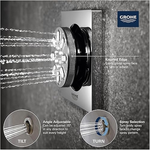 Miniatura 3 de GROHE 26745000 Rainshower Aqua Body Spray en cromo StarLight, Cuadrado