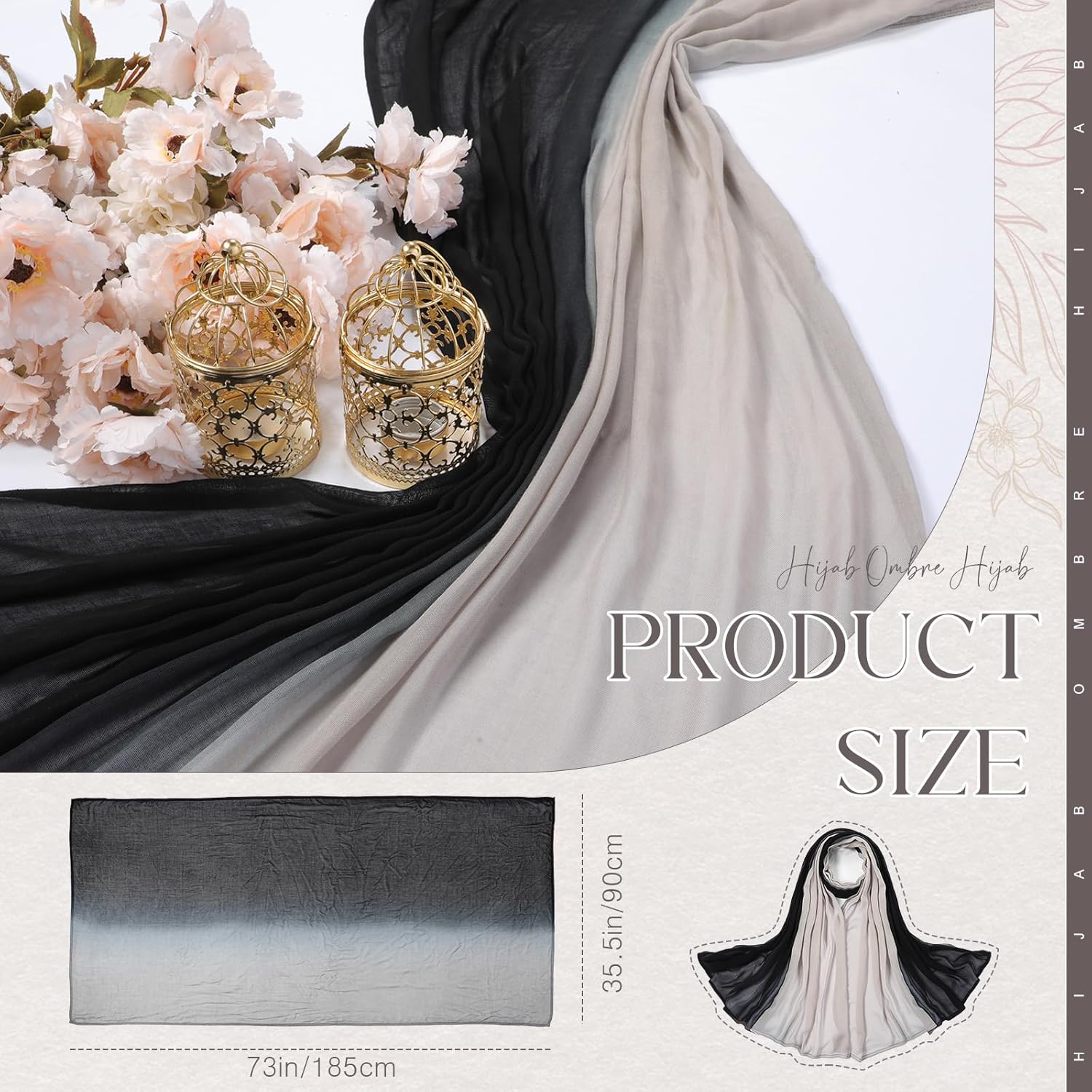 Geyoga Ombre Hijab Head Scarf for Women Muslim Modal Rayon Shawl Lightweight Soft Head Wrap - Image 2