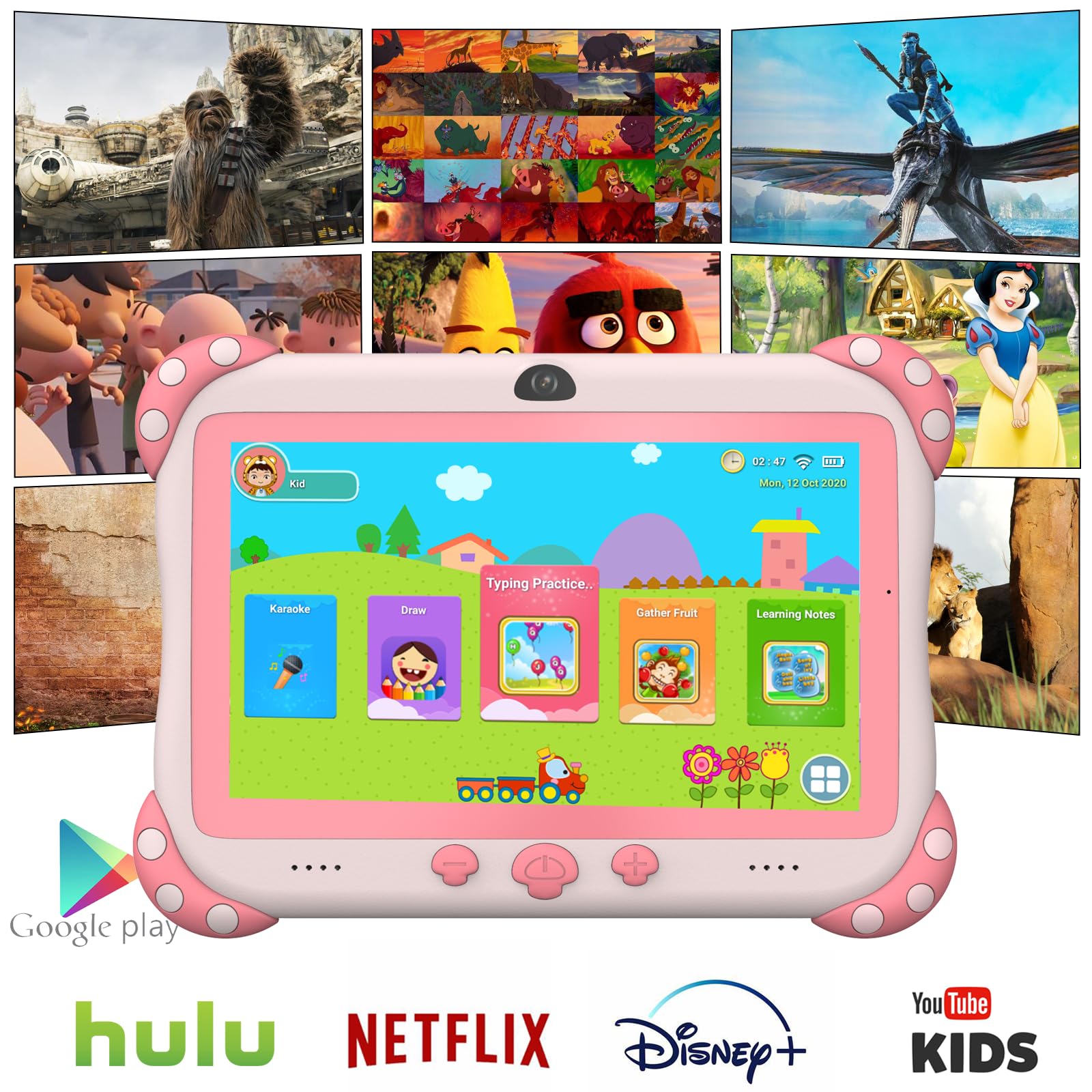 Kids Tablet 7 inch Tablet for Kids Wifi Kids Tablets 32G Android 10 Dual Camera Educational Games Parental Control, Toddler Tablet with Kids Software Pre-Installed Kid-Proof YouTube Netflix (Pink)