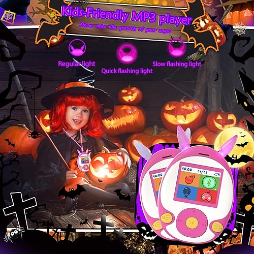 Miniatura 6 de Reproductor MP3 de 64 GB para niños, reproductor MP3 para niños con Bluetooth, altavoz frontal, juegos, grabadora, luces de oído, alarma,