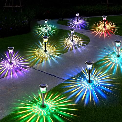 Miniatura 1 de Luces solares para caminos al aire libre, paquete de 8 luces solares dinámicas que cambian de color al aire libre, IP67 impermeable, luces solares