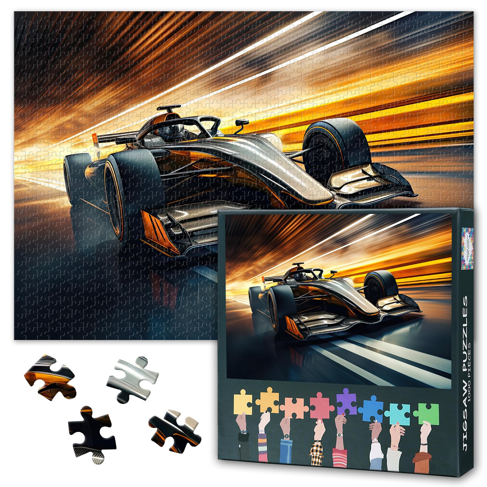 1000 Piece Jigsaw Puzzle for Adults -Fast and Powerful Racing Car in Motion Painting, 50x70cm Mindful Challenge, Collectors Edition, for Puzzle Enthusiasts & Family Fun — image 1
