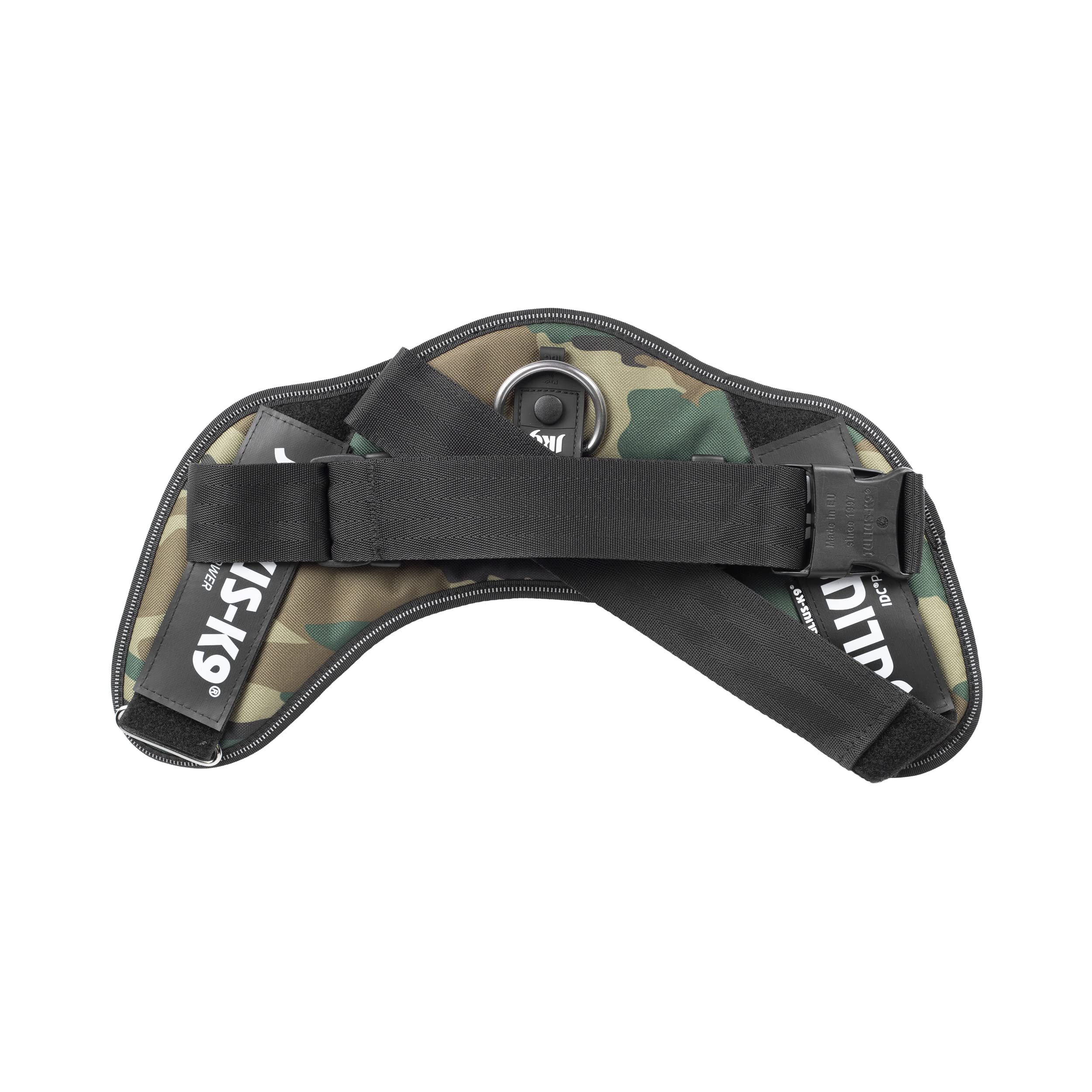 JULIUS K-9 IDC Powergeschirre Camouflage mit individuelle Klettaufschriften Bundle optionale Größe, 16IDC+CUSTOMP-C, Kleine, mittelgroße, und große Hunde