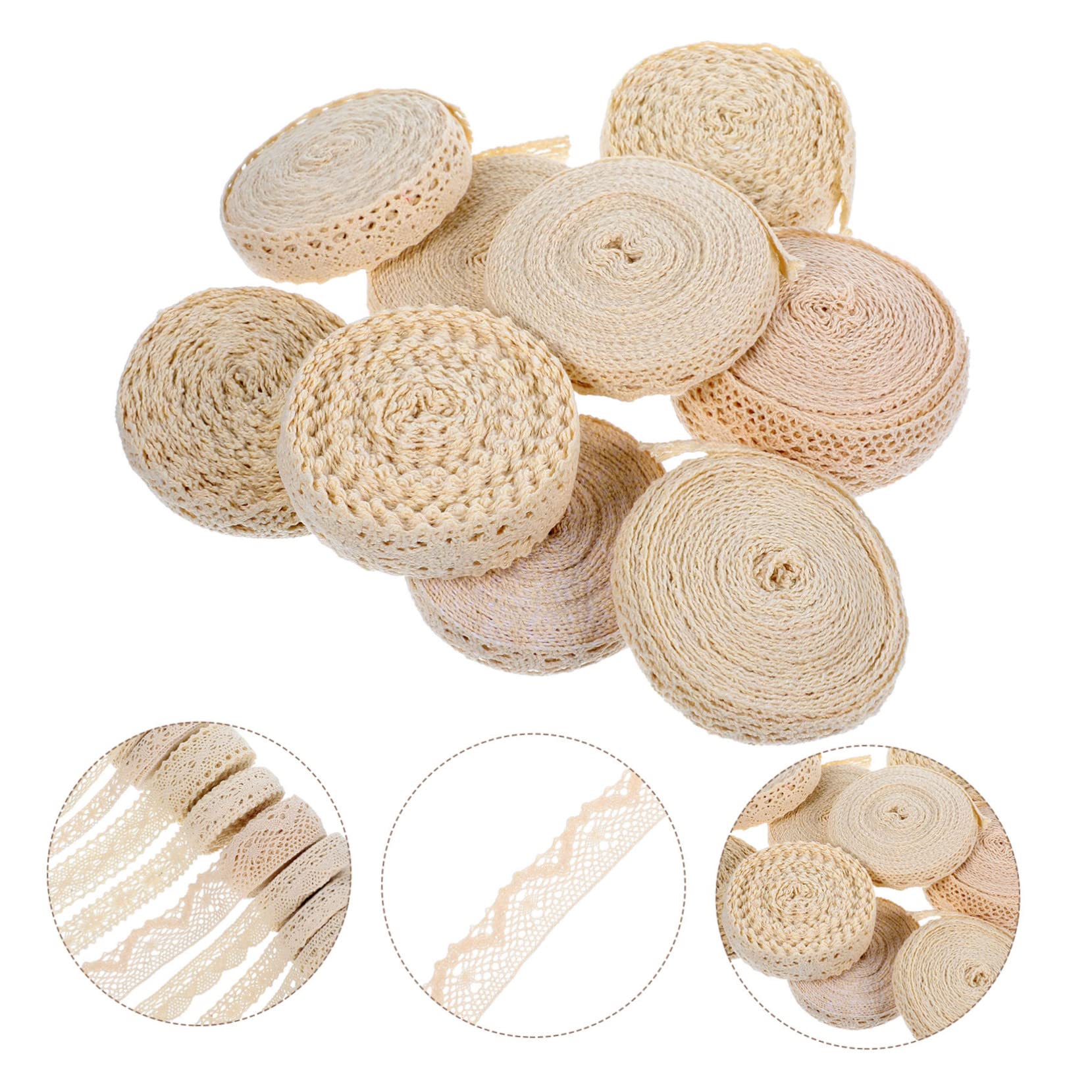 TEHAUX 18rollos Cinta De Encaje De Algodón Para Manualidades y Decoración De Eventos Diseños Mezcla Para Para Bodas Ropa y Cortinas