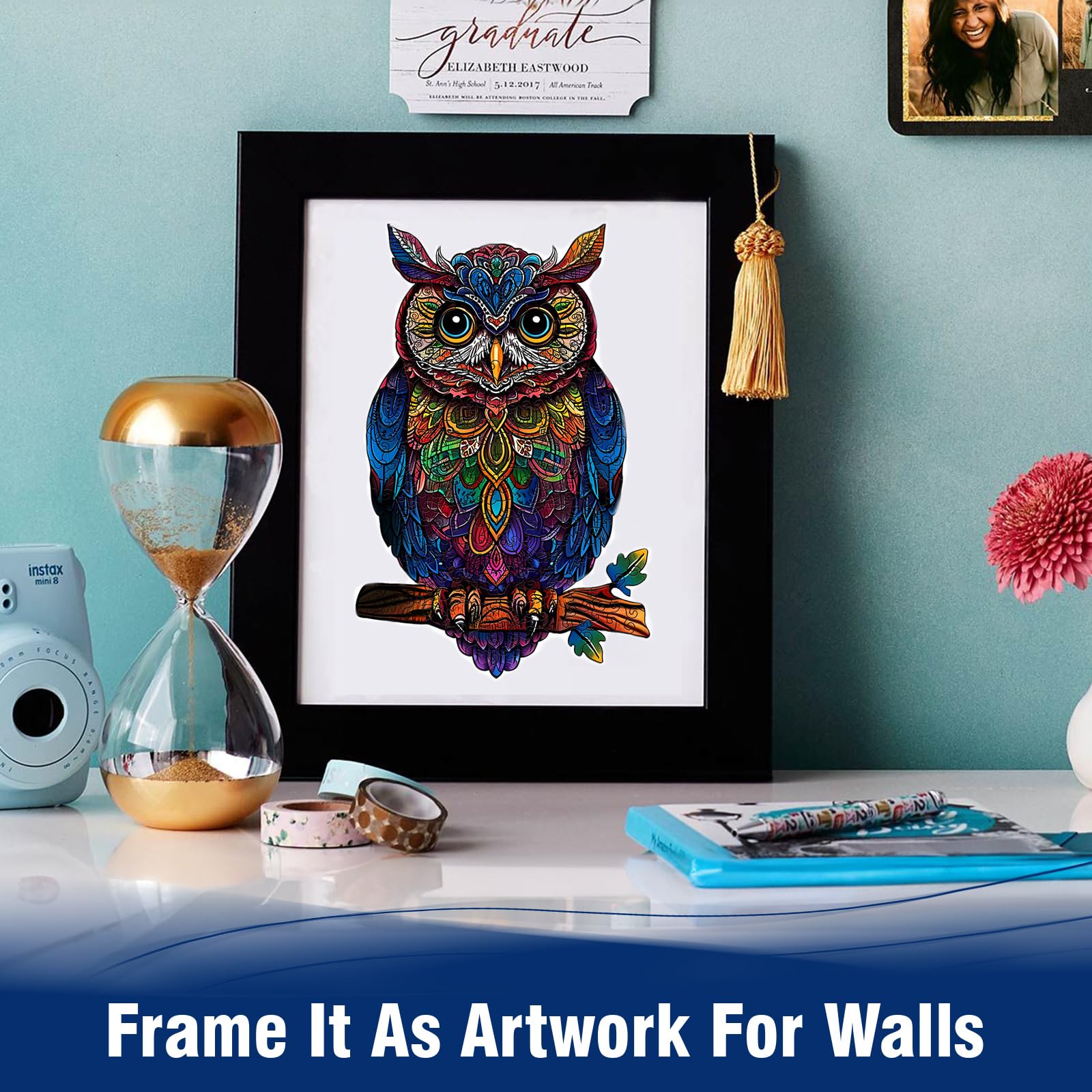 Casse-tête en bois pour adultes, puzzle animal de forme unique, casse-tête en bois de hibou pour adultes, cadeaux d'anniversaire pour adultes et enfants, 500 pièces, 46 x 32 cm