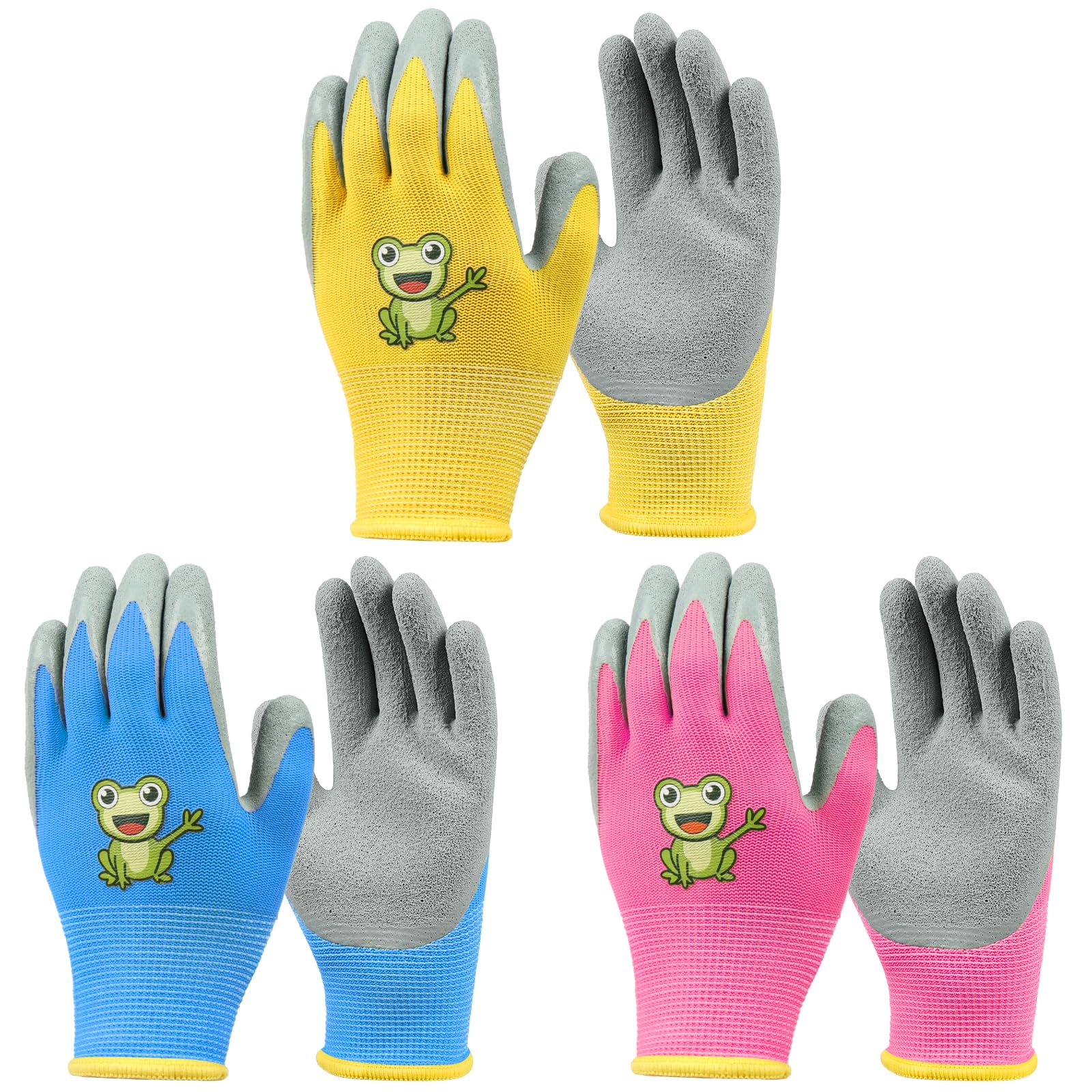 Ainiv 3 works Kids Gardening Gloves for Ages 5-7, Kids Rubber Gloves, Kid Work Glove for Toddlers Youth, Girls, Boys