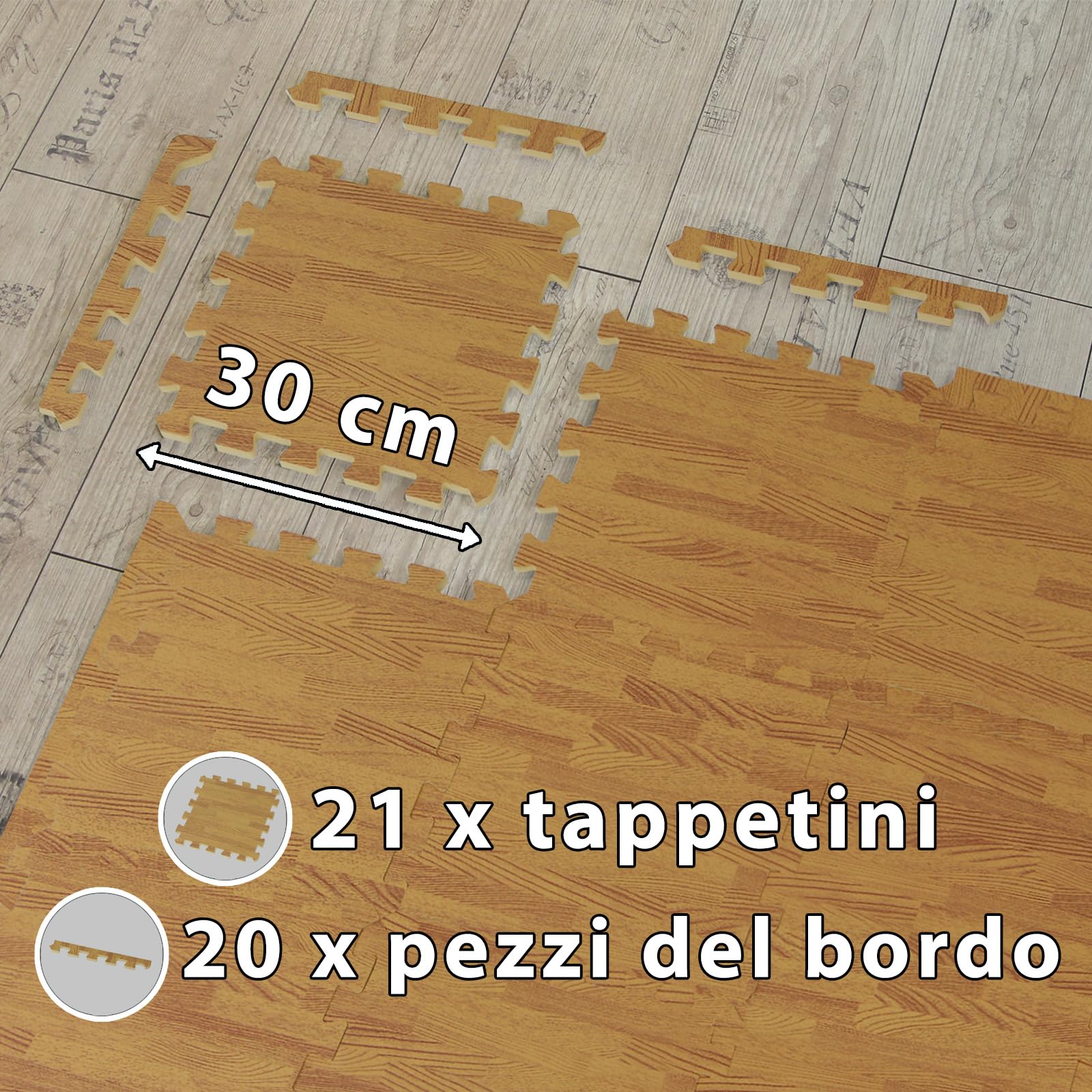 Tappetino Puzzle ALPIDEX 21 Pezzi 30x30cm | Gomma Eva Per Palestra | Antiscivolo E Fonoassorbente