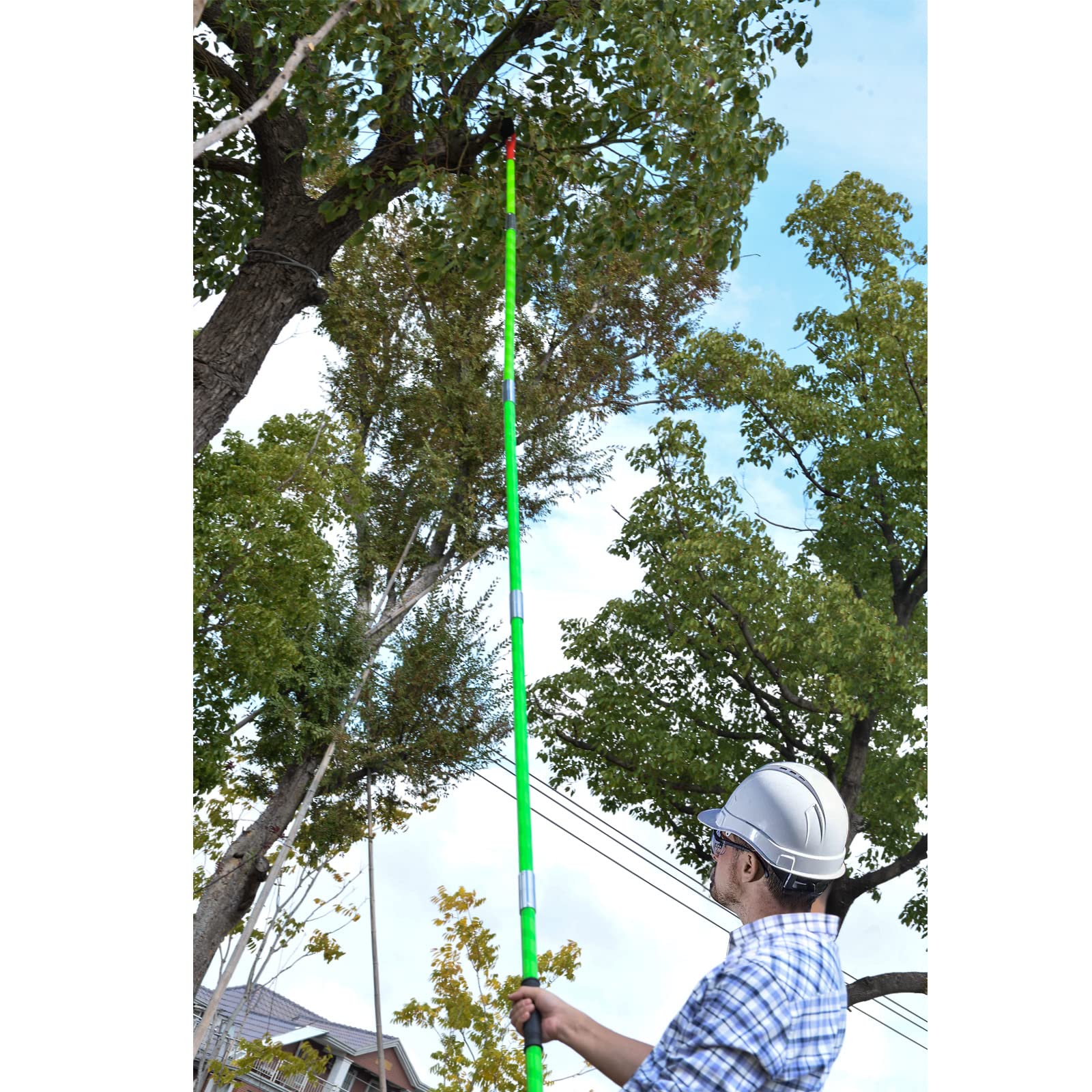 Sierra de podar manual, mango de 8 m, longitud ajustable. Herramientas, pértiga telescópica para poda de palmeras de largo alcance, bolsa de transporte. Corta limpio y rápido ramas altas (Pro)