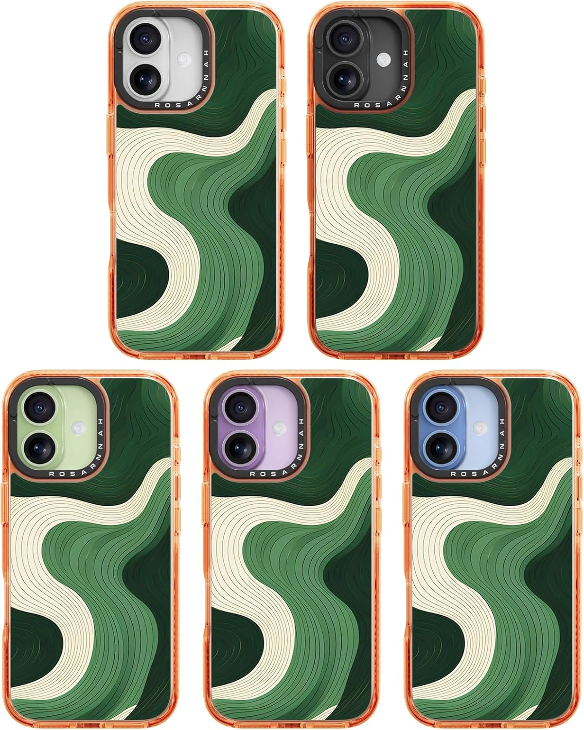 Rosarnnah for iPhone 17 Case Cute - Military-Grade 6.6 ft Drop Protection Shockproof Phone Case - Cosmic Wave Design (6.3') Cosmic Orange