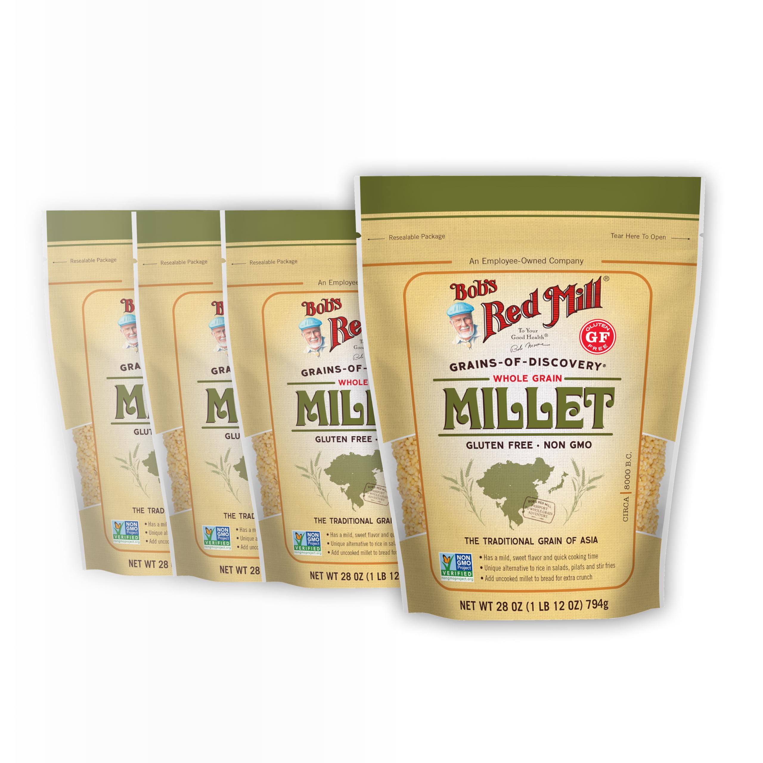 Bob's Red Mill Whole Grain Millet, 28oz (Pack of 4) - Whole Grain, Vegan, Kosher