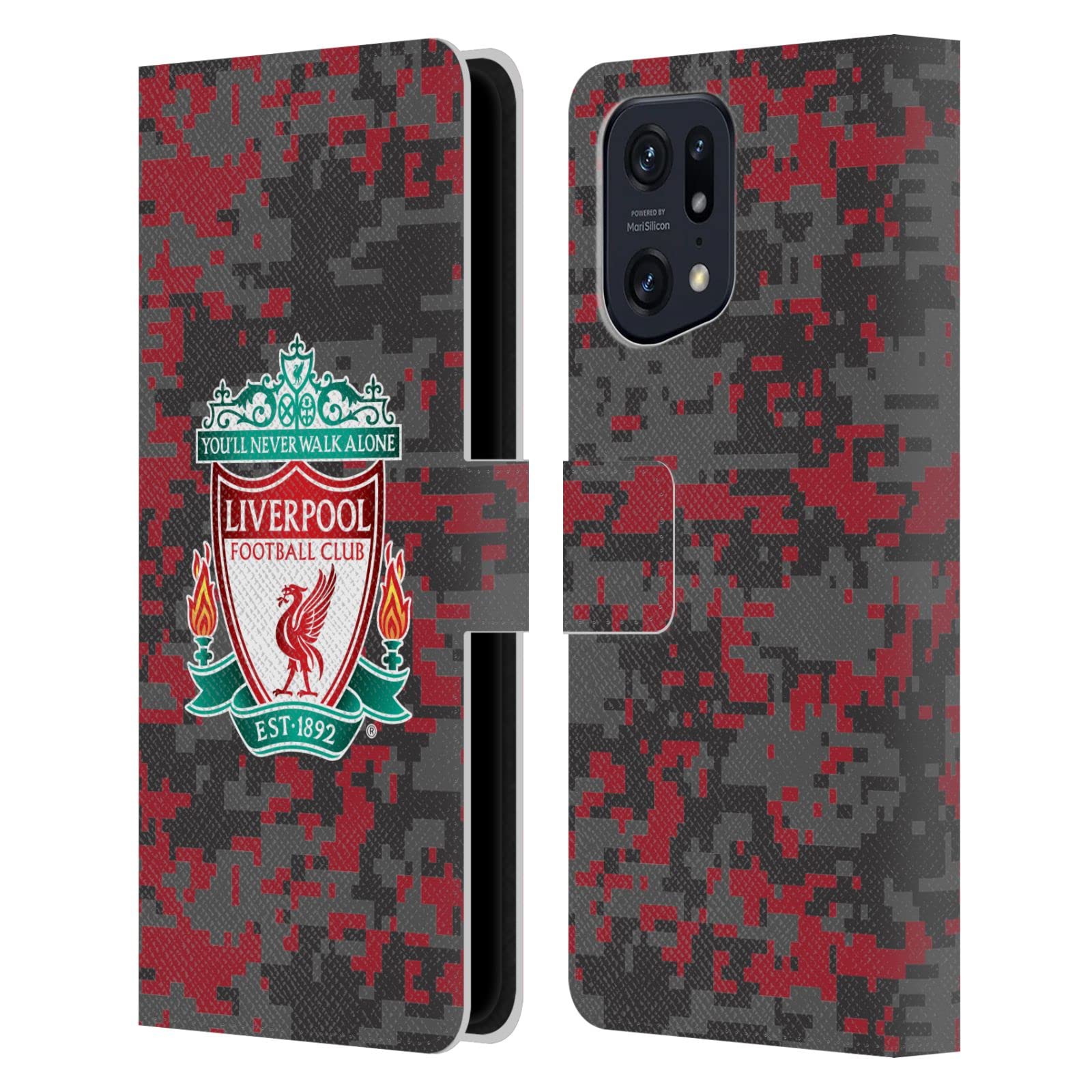 Head Case Designs Officially Licensed Liverpool Football Club Club Colours Crest Digital Camouflage Leather Wallet Case Compatible With Oppo Find X5