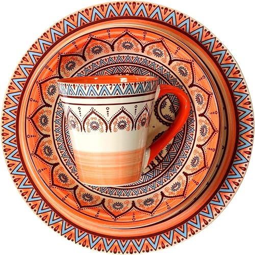 Miniatura 3 de Elama 's Zen Rust Mozaik - Juego de vajilla de cerámica de 16 piezas