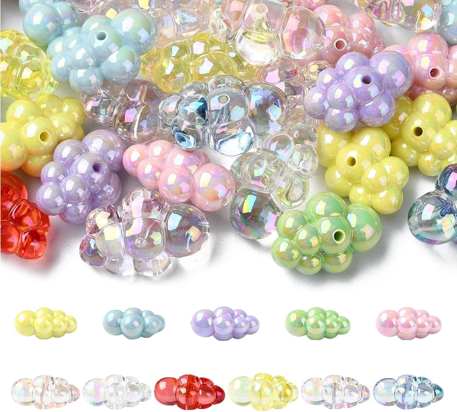 620 pcs Mixed Colors Dolphin Theme Acrylic Beads Cute Sea Ocean Animal Cartoon AB Color Beads for DIY Jewelry Necklace Bracelet Earring Keychain Making Craft Decor