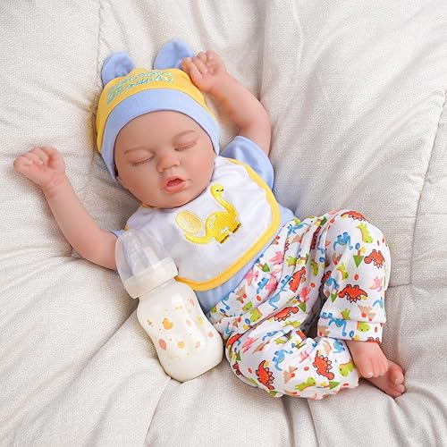 Miniatura 8 de BABESIDE Muñeca realista Reborn de 17 pulgadas, cuerpo suave, realista, recién nacido, cuerpo de vinilo, con kit de alimentación, caja de regalo a