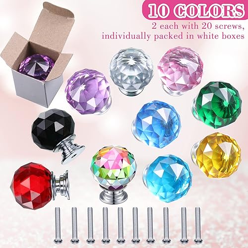 Miniatura 2 de Jetec 20 piezas de tiradores de cajones de cristal, pomos de gabinete de 30 mm, pomos de cómoda en forma de diamante para cómodas, cajones, armario