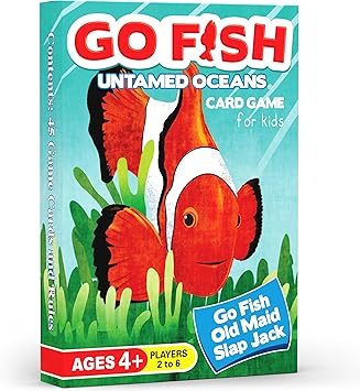 GO FISH Untamed Oceans, a Go Fish Card Game for Kids 4-8 and Up Play Old Maid and Slap Jack with Same Deck Easy to Learn Family, Board Game Night and Classroom Party Fun Great Gift Idea