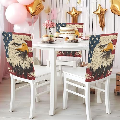 Miniatura 5 de 4th of July Independence Day White Bird Decorative Chairs Covers for Family Gatherings Soft 19.7x23.6in Chair Slipcovers covertores para sillas de