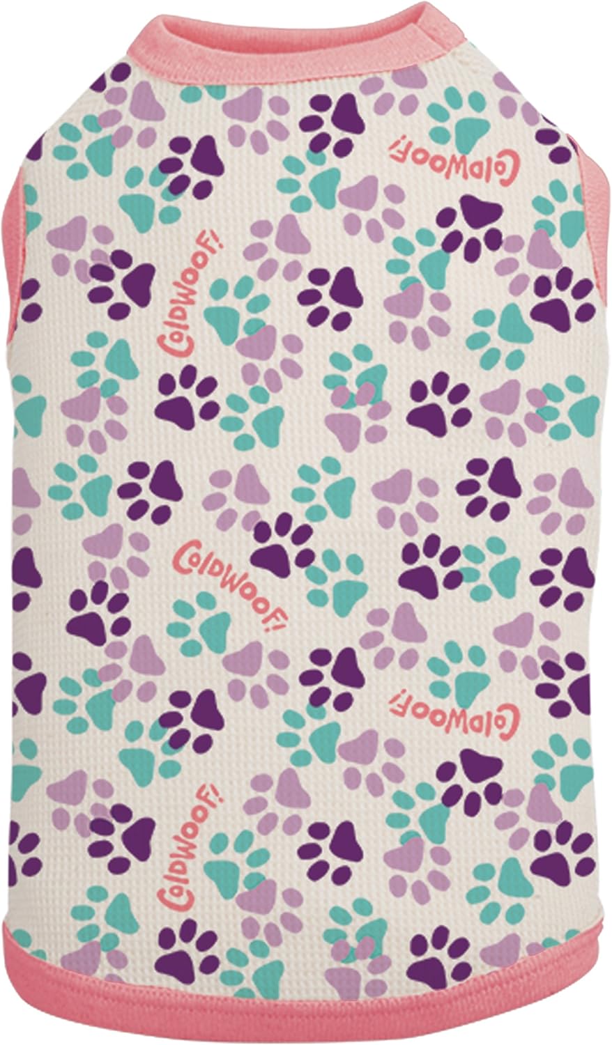 ColdWoof Pet Thermal, Small, Purple and Teal Paw Print Design
