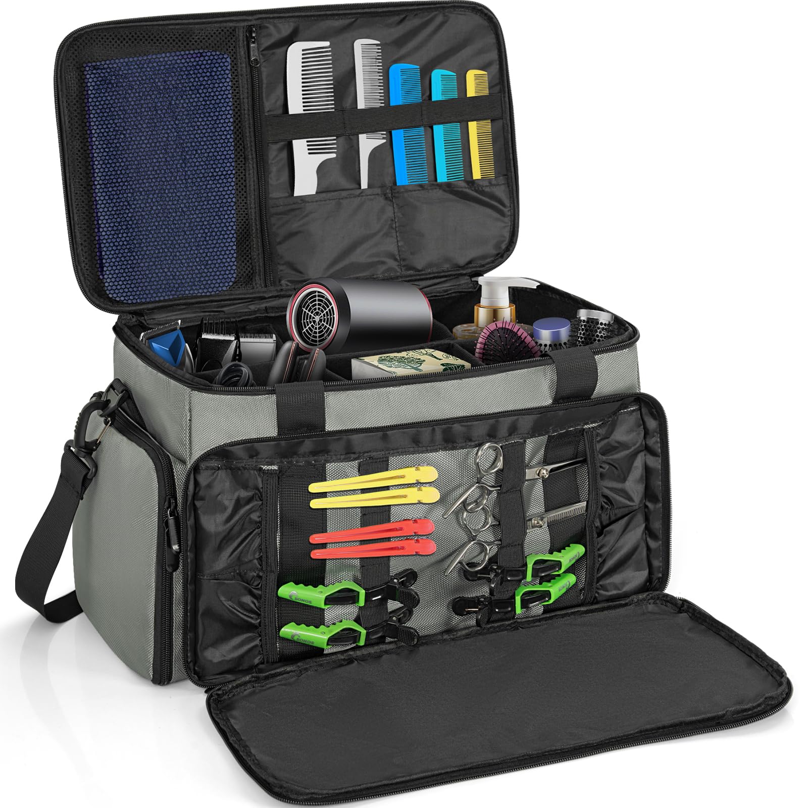 TORIBIO Large Capacity Hairdresser Tool Bag with Adjustable Dividers