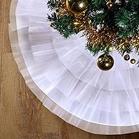 Vista 11 de Tatuo Falda de árbol de Navidad con volantes de 4 capas de tul redonda esponjosa y brillante, adorno para decoración de Navidad y vacaciones