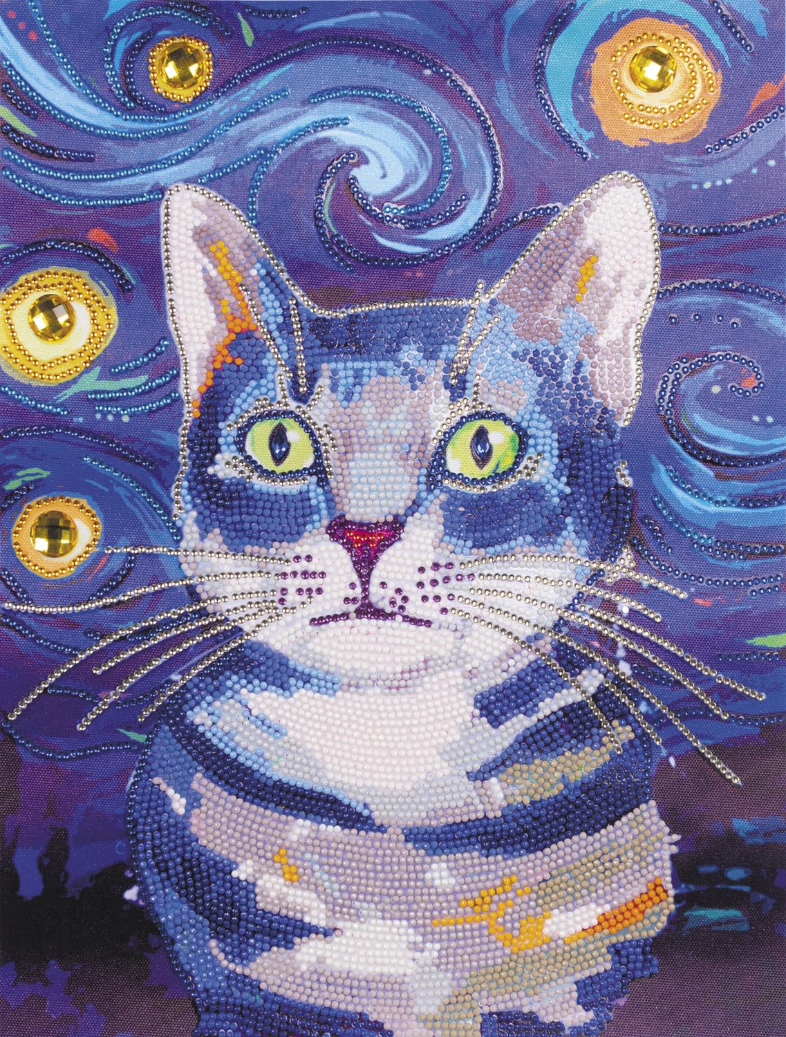 Broderie diamond painting chat 40x30 cm canevas strass kit complet